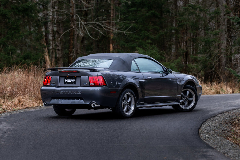 MBRP 99-04 Ford Mustang GT 4.6L 2.5in. Dual Split Rear AL Cat Back w/ 3.5in. Dual Wall Blk. Tips-SR1 Performance