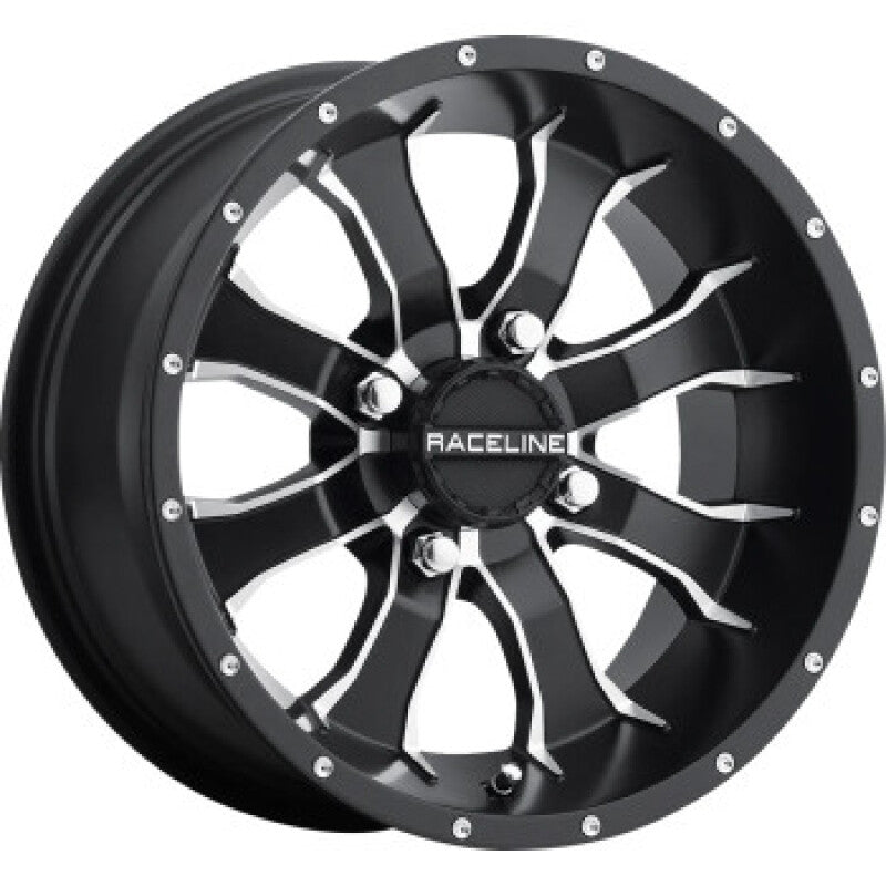 Raceline A77 Mamba 10x5 Inch Powersports Wheel with 4x110 Bolt Pattern and 18mm Offset * Black & Machined Finish