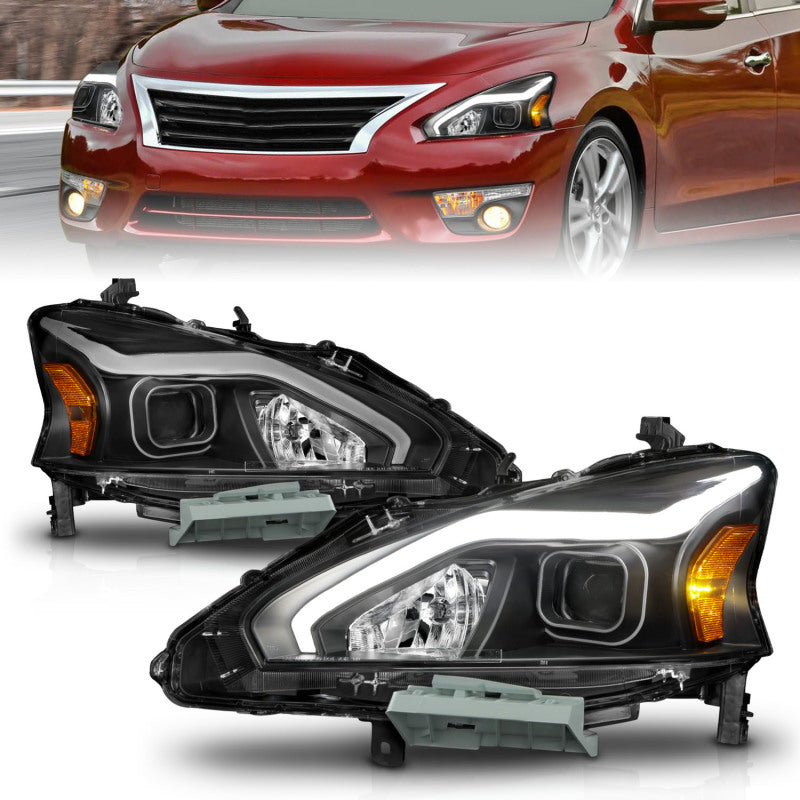 ANZO 13-15 Nissan Altima (w/o Factory HID Bulbs) Projector Headlights - w/ Light Bar Black Housing-SR1 Performance