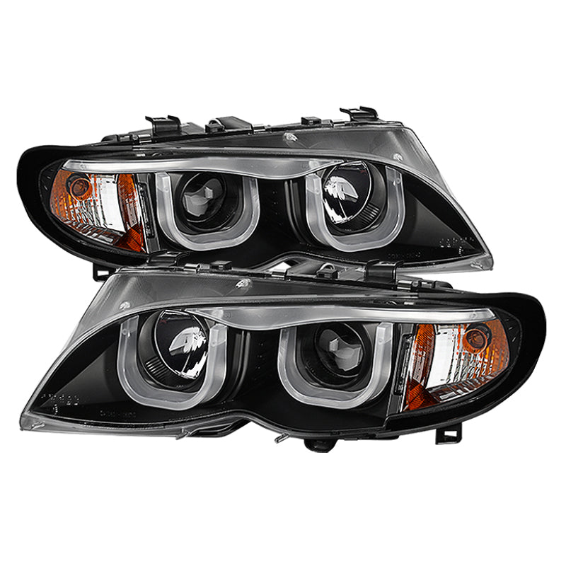Spyder BMW E46 3-Series 02-05 4DR Projector Headlights 1PC 3D Halo Blk PRO-YD-BMWE4602-4D-3DDRL-BK-SR1 Performance