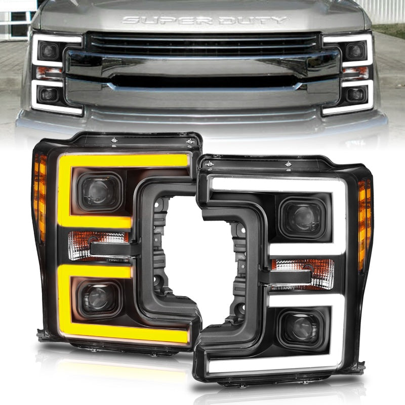 ANZO LED Headlights 17-18 Ford F-250 Super Duty Plank-Style L.E.D. Headlight Black (Pair)-SR1 Performance