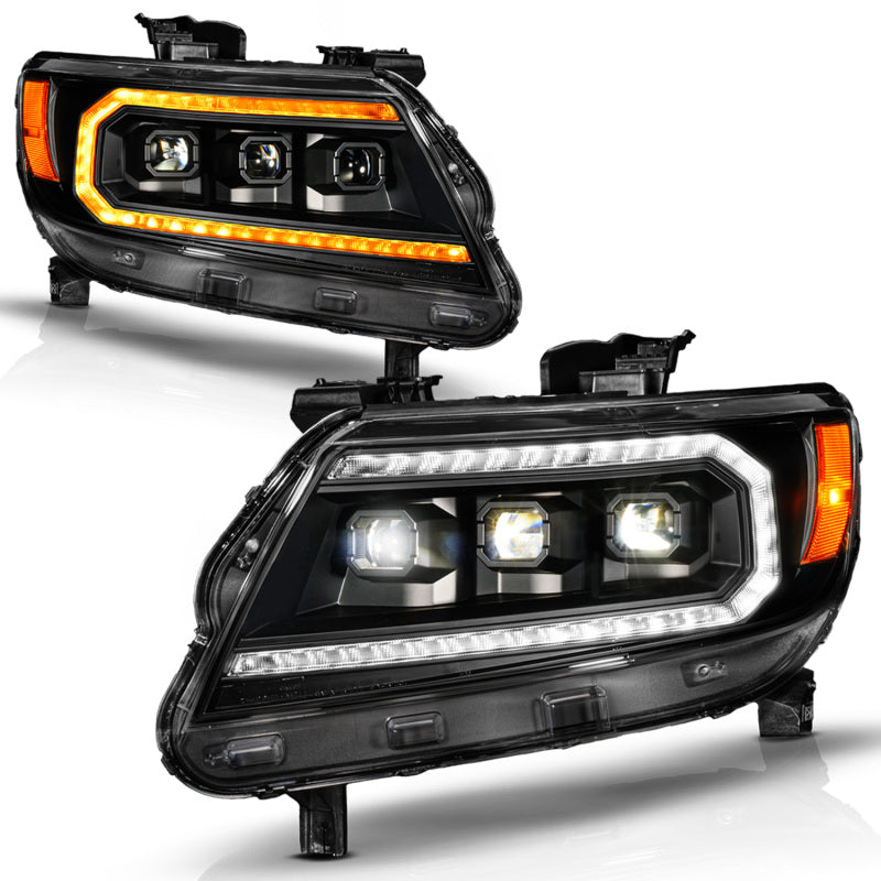 ANZO 15-22 Chevy Colorado Blk Housing Full LED DRL Projector Headlight w/ Sequential Light Bar-SR1 Performance