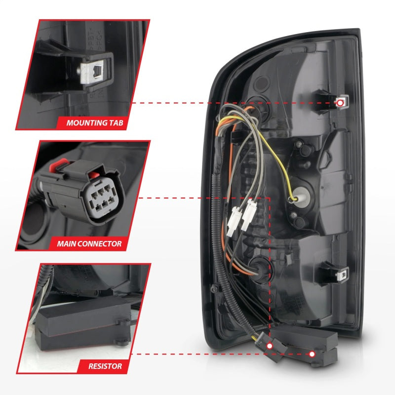 ANZO 15-21 GMC Canyon Full LED Taillights w/ Red Lightbar Black Housing/Clear Lens-SR1 Performance