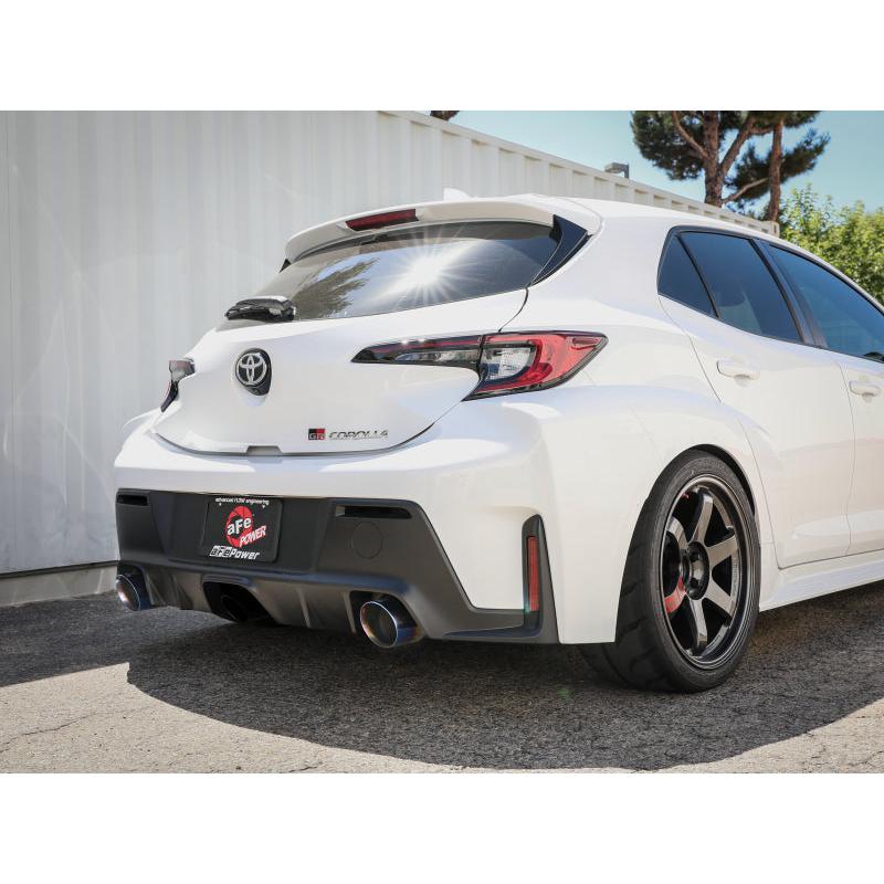 aFe 23-24 Toyota GR Corolla L3 1.6L (t) Gemini XV 3in to 2-1/2in Cat Back Exhaust w/ Blue Flame Tips-SR1 Performance
