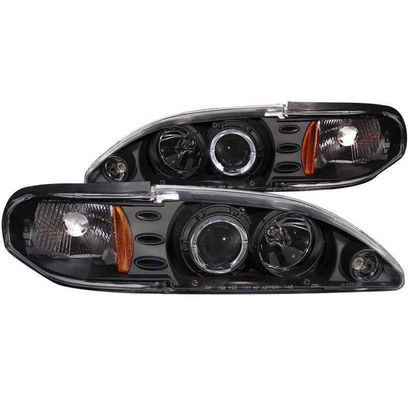 ANZO 1994-1998 Ford Mustang Projector Headlights w/ Halo Black 1pc-SR1 Performance