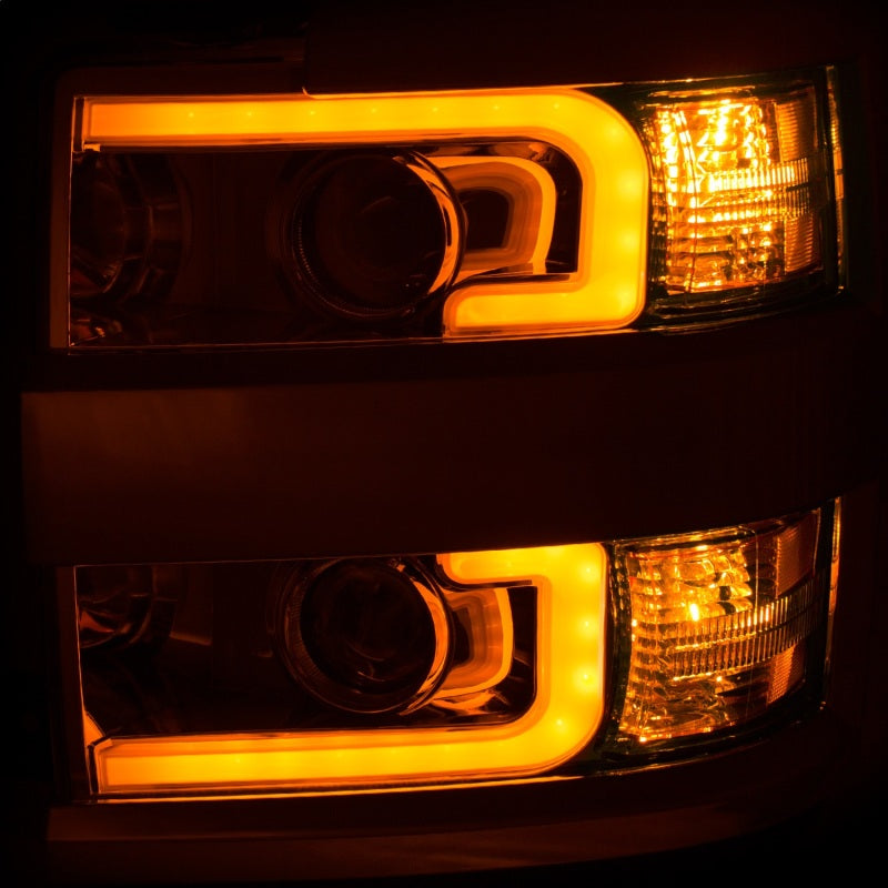ANZO Projector Headlights 15-17 Chevrolet Silverado 2500HD / 3500HD Chrome w/ Chrome Rim-SR1 Performance
