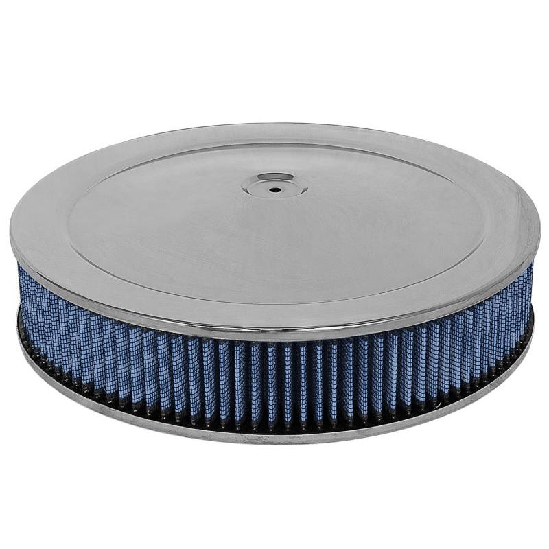 aFe MagnumFLOW Air Filters Round Racing P5R A/F Chrome Assy 14x3: Blk/Blue-SR1 Performance