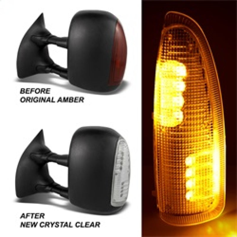 xTune Ford Superduty F250-F650 03-07 Amber LED Mirror Signal Lens - Clear ACC-LED-FDSD99-MR-C-SR1 Performance