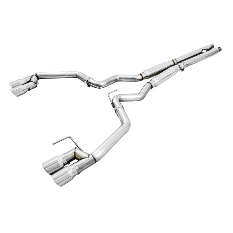 AWE Tuning 2018+ Ford Mustang GT (S550) Cat-back Exhaust - Track Edition (Quad Chrome Silver Tips)-SR1 Performance