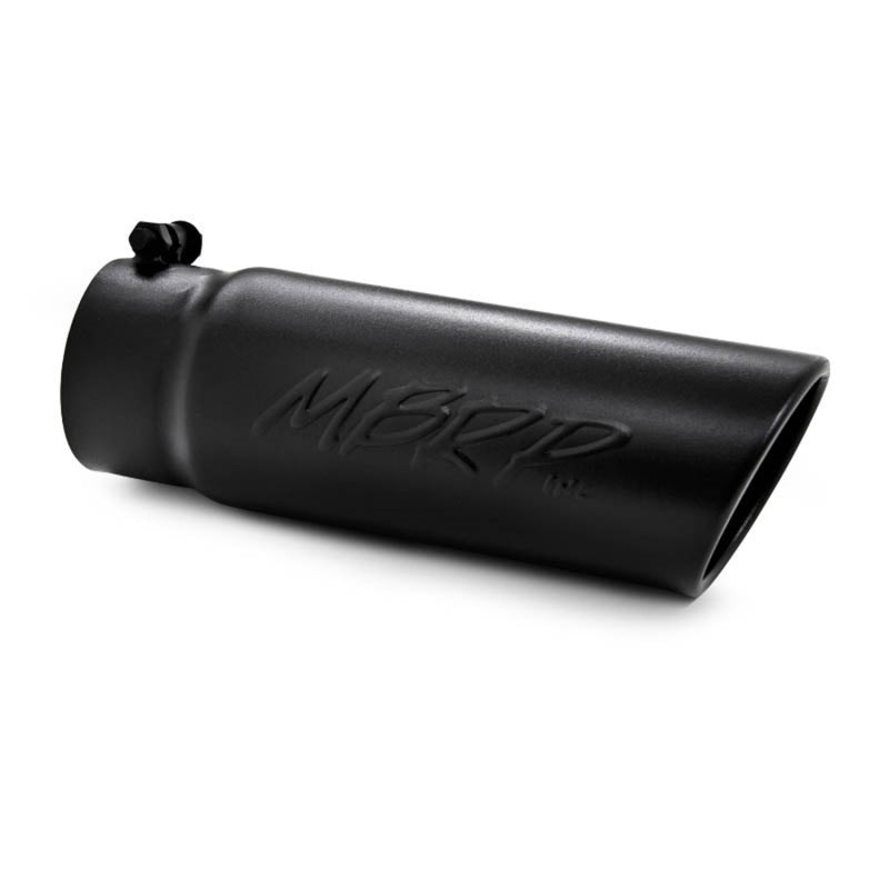 MBRP Universal Tip 4 O.D. Angled Rolled End 3.5 inlet 10 length- Black Finish-SR1 Performance