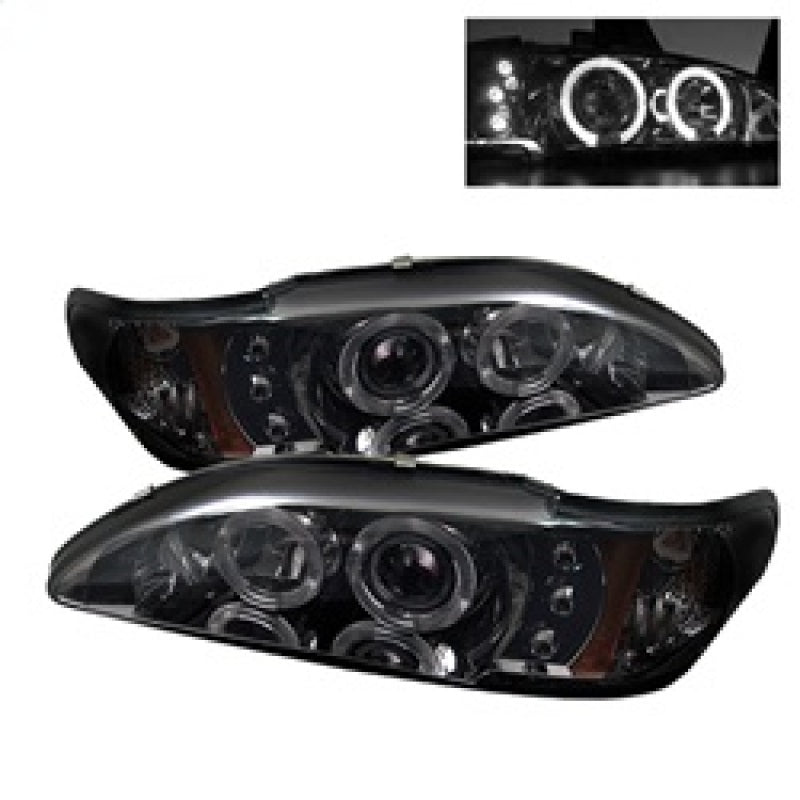 Spyder Ford Mustang 94-98 1PC Projector LED Halo Amber Reflctr LED Smk PRO-YD-FM94-1PC-AM-SMC-SR1 Performance