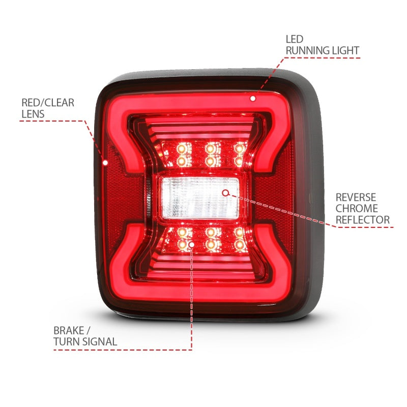 ANZO 18-19 Jeep Wrangler JL LED Taillights Black-SR1 Performance