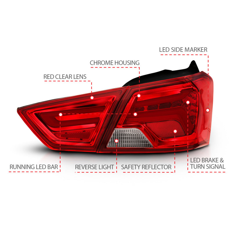 ANZO 14-18 Chevrolet Impala LED Taillights Red/Clear-SR1 Performance
