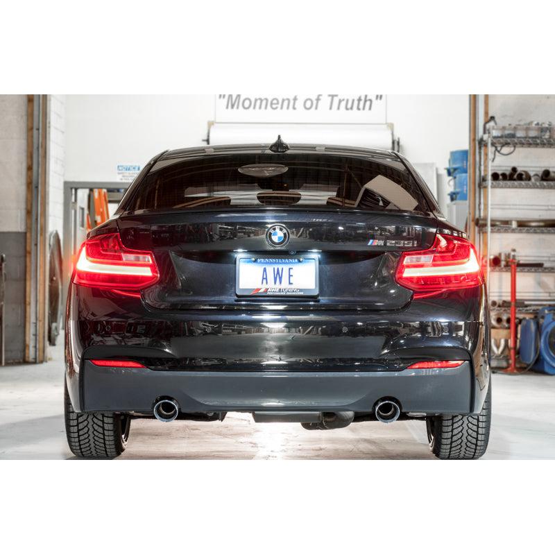 AWE Tuning BMW F22 M235i / M240i Touring Edition Axle-Back Exhaust - Chrome Silver Tips (90mm)-SR1 Performance