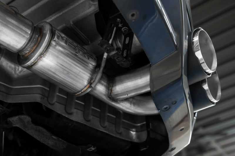 MBRP 2009-2023 Nissan GTR 3.8L Stainless Steel 3.5in Cat-Back, Dual Split Rear Quad Carbon Tips-SR1 Performance