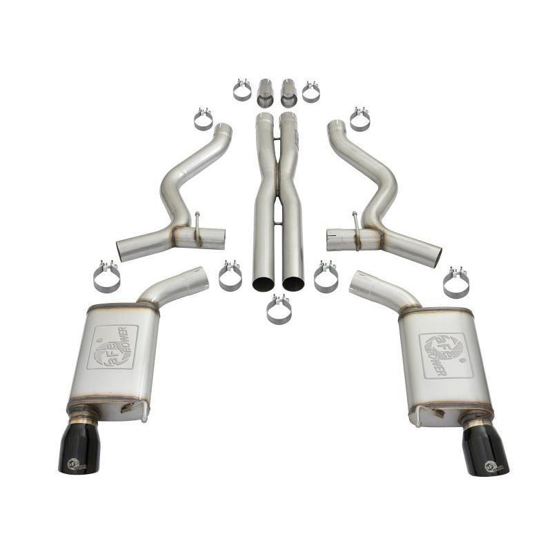 aFe MACHForce XP 3in 304 SS Cat-Back Exhausts w/ Black Tips 15-17 Ford Mustang GT V8-5.0L/V6-3.7L-SR1 Performance