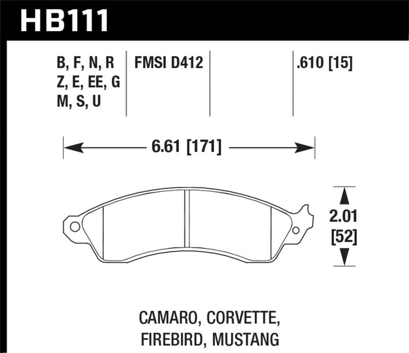 Hawk 94-04 Mustang Cobra / 88-95 Corvette 5.7L / 88-92 Camaro w/ Hvy Duty Brakes Front HPS Street Br-SR1 Performance
