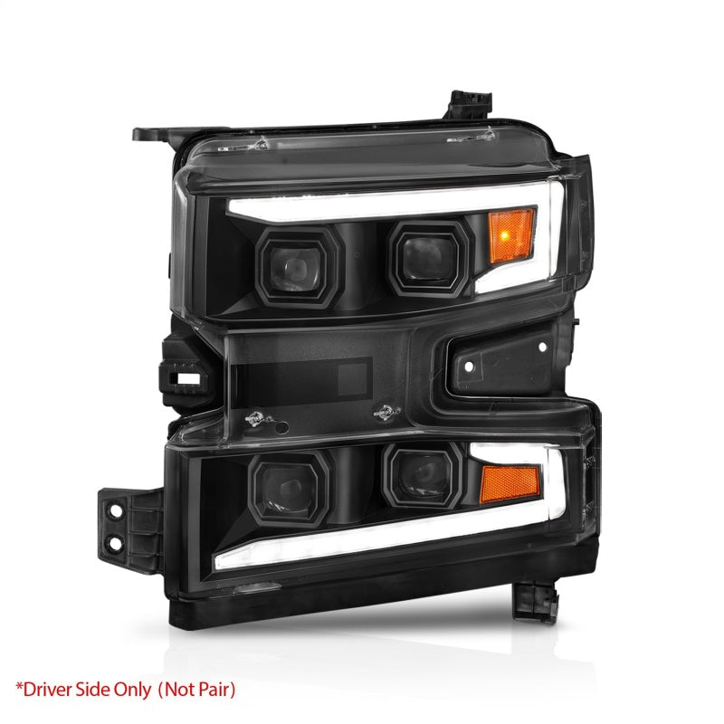 ANZO 19-22 Chevrolet Silverado 1500 LED Proj HL w/Lgt Bar SwBk Seq. Blk w/In. Light - Driver Side ON-SR1 Performance
