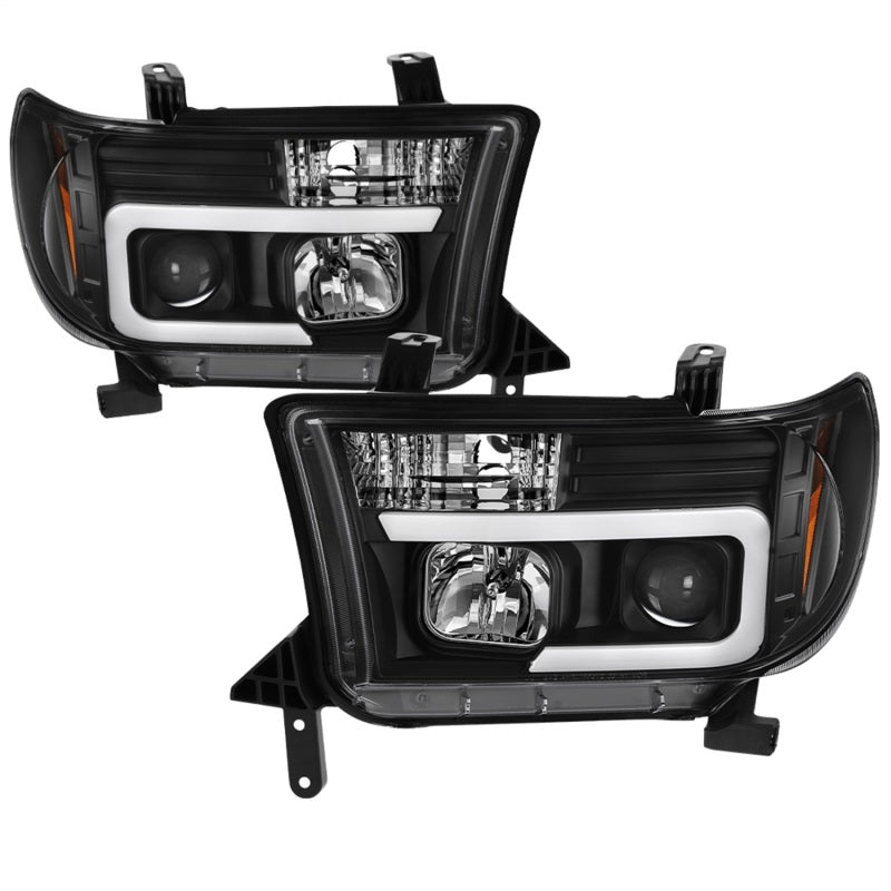Spyder 08-13 Toyota Sequoia Projector Headlights - Light Bar DRL - Black PRO-YD-TTU07V2-LB-BK-SR1 Performance