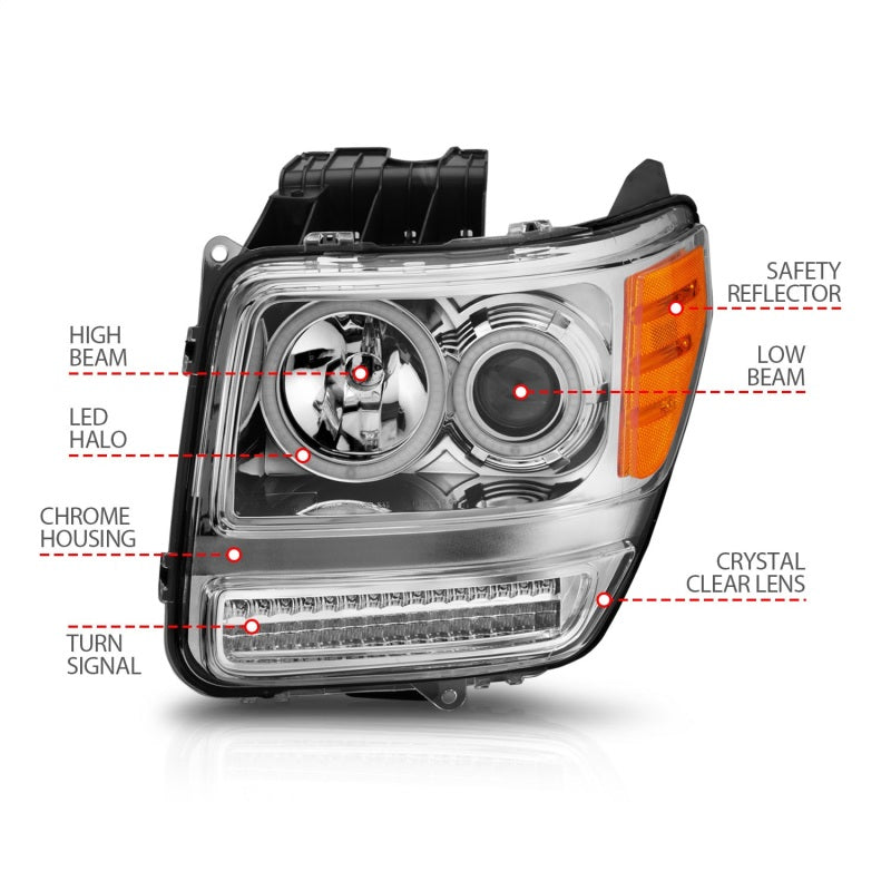 ANZO 2007-2012 Dodge Nitro Projector Headlights w/ Halo Chrome (CCFL) G2-SR1 Performance