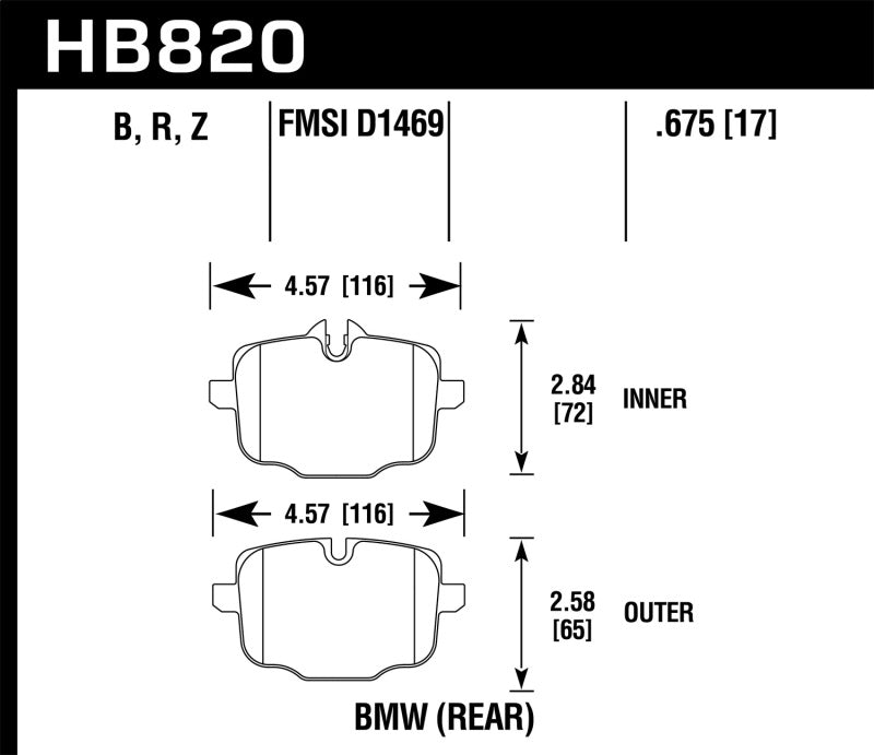 Hawk 12-17 BMW M6 / 14-17 BMW M6 Gran Coupe / 13-16 BMW M5 HPS 5.0 Rear Brake Pads-SR1 Performance