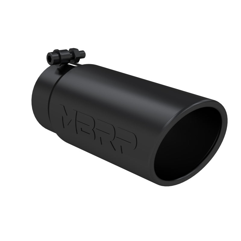 MBRP Universal Tip 4 O.D. Angled Rolled End 3.5 inlet 10 length- Black Finish-SR1 Performance