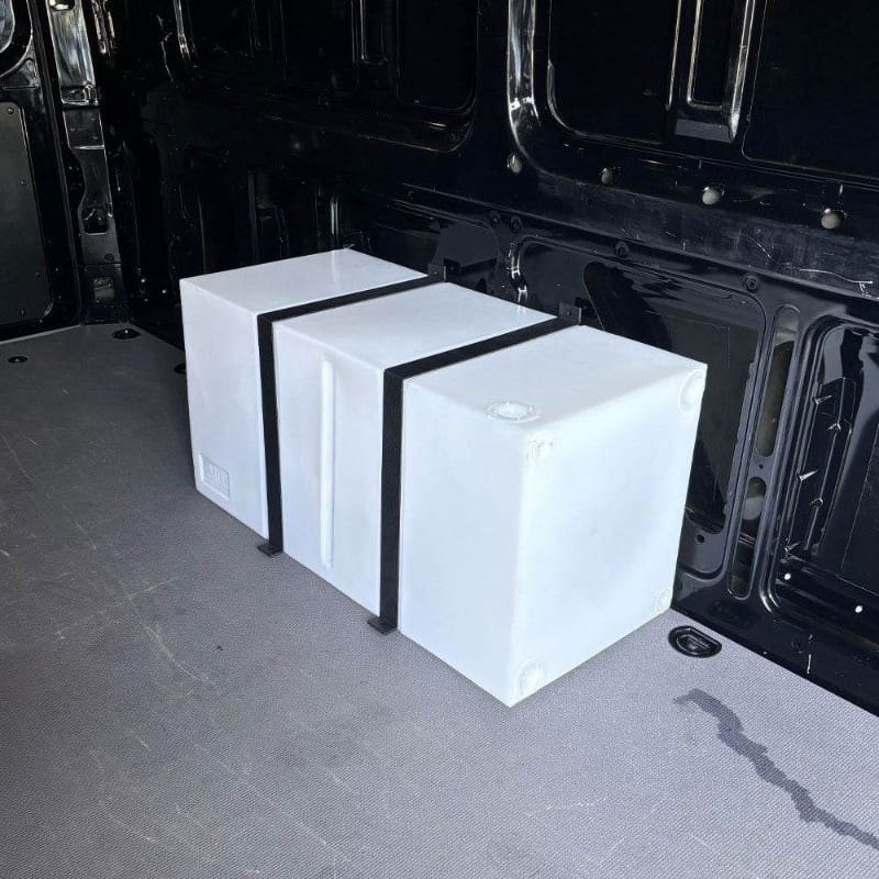 35 Gallon Wheel Well Tank For DRW Vans (Dually) installed in a car - S&B