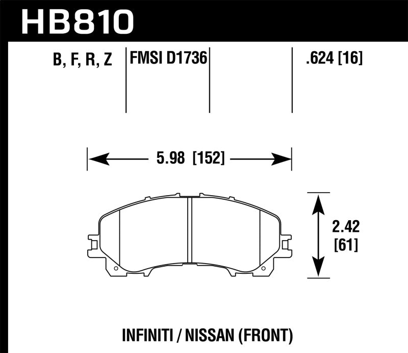 Hawk 14-17 Infiniti Q50 HPS 5.0 Front Brake Pads-SR1 Performance