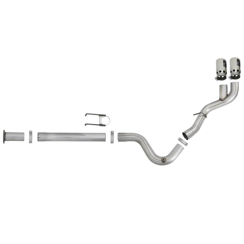 aFe Rebel XD 4in SS Down-Pipe Back Exhaust w/Dual Polished Tips 17-18 Ford Diesel Trucks V8-6.7L(td)-SR1 Performance