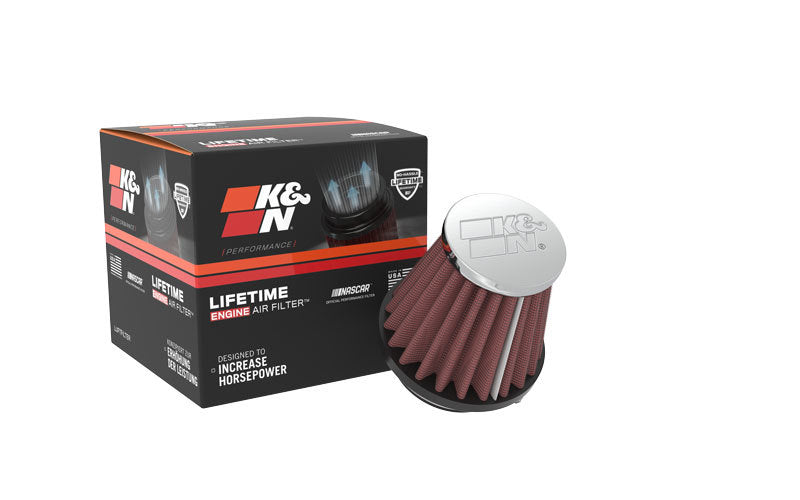 K&N Universal Chrome Filter-Round Tapered-1.688in Flange ID x 2in Top OD x 3in Base OD x 2.75in H-SR1 Performance