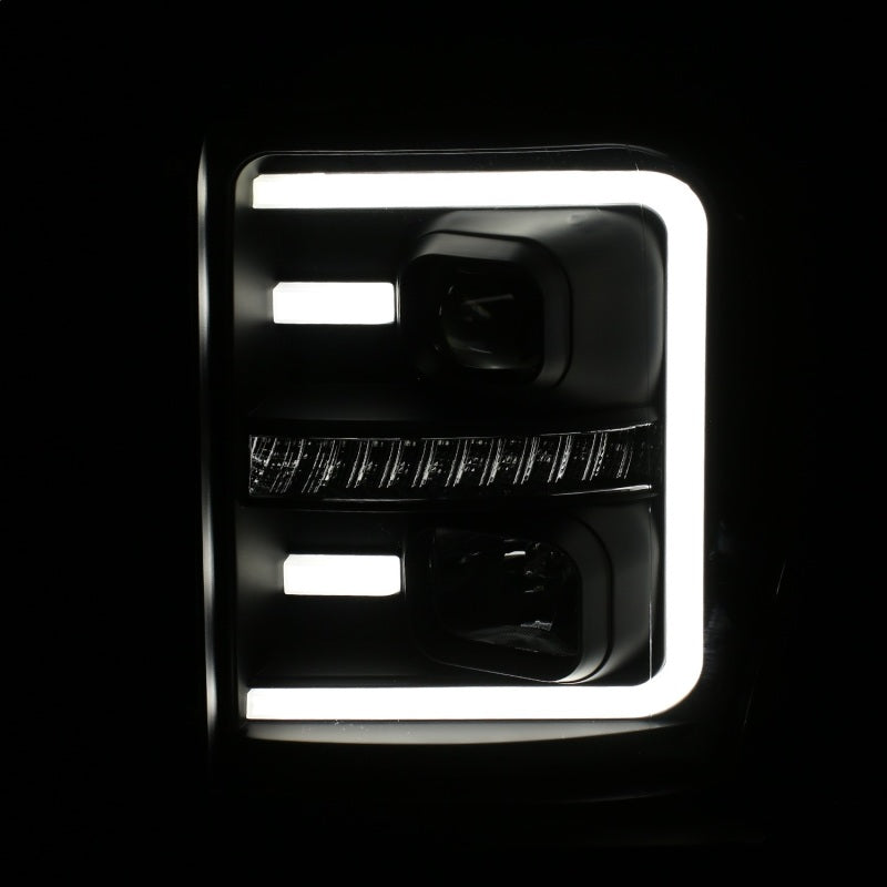 ANZO 2011-2016 Ford F250 Projector Headlights w/ Plank Style Switchback Black w/ Amber-SR1 Performance