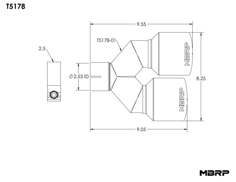 MBRP Universal T304 SS Dual Tip 4in OD/2.5in Inlet-SR1 Performance