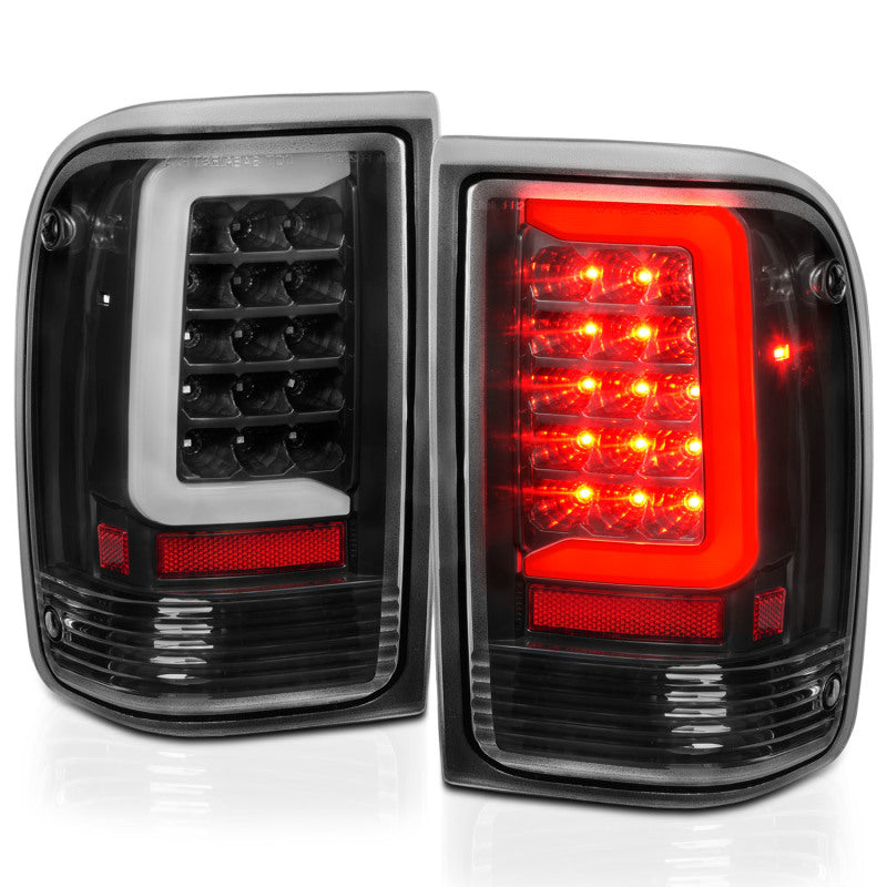 ANZO 1993-1997 Ford Ranger LED Tail Lights w/ Light Bar Black Housing Clear Lens-SR1 Performance
