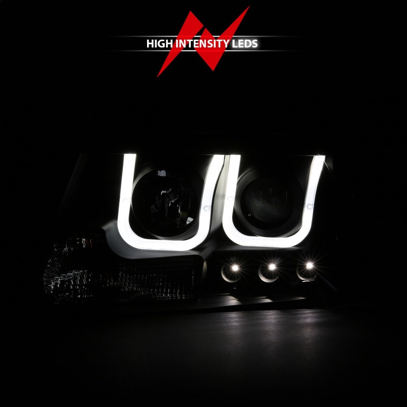 ANZO 2004-2008 Ford F-150 Projector Headlights w/ U-Bar Black-SR1 Performance