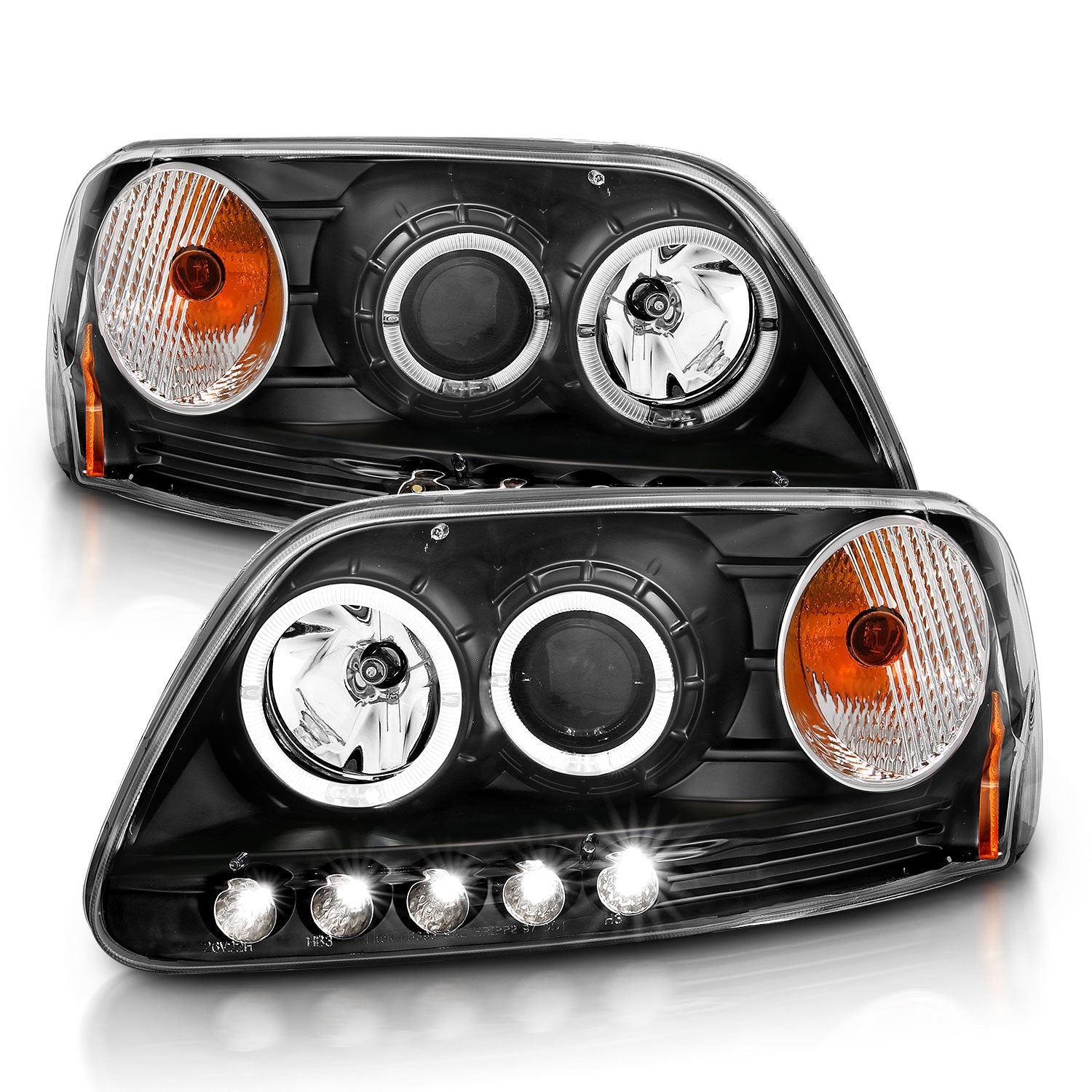 FORD F-150 97-03 / EXPEDITION 97-02 1 PC PROJECTOR HEADLIGHTS BLACK W/ HALO & LED