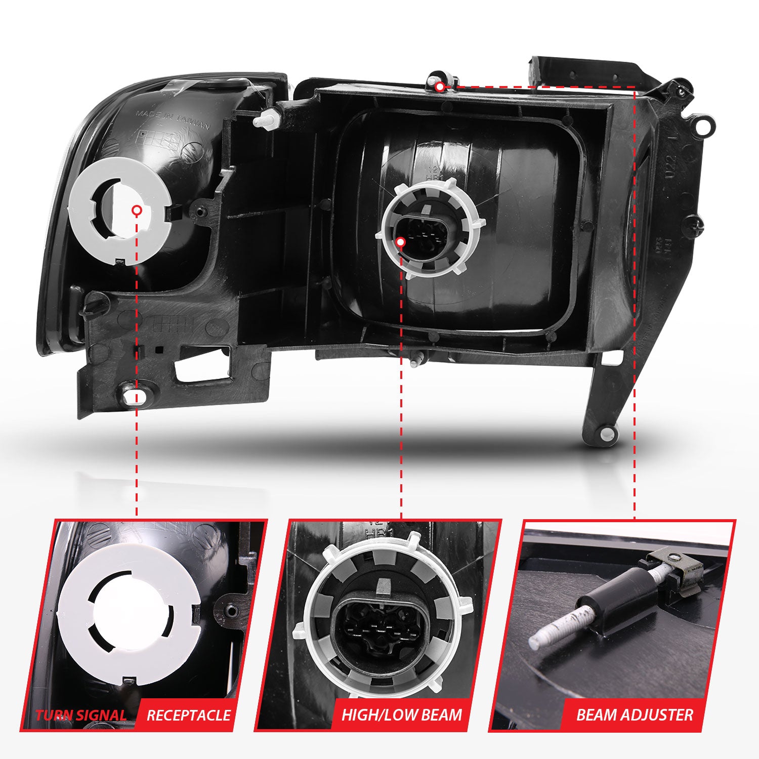 DODGE RAM 1500 94-01 / RAM 2500/3500 94-02/ RAM SPORT MODEL 94-98 CRYSTAL HEADLIGHTS BLACK W/ CORNER LIGHT 2PC
