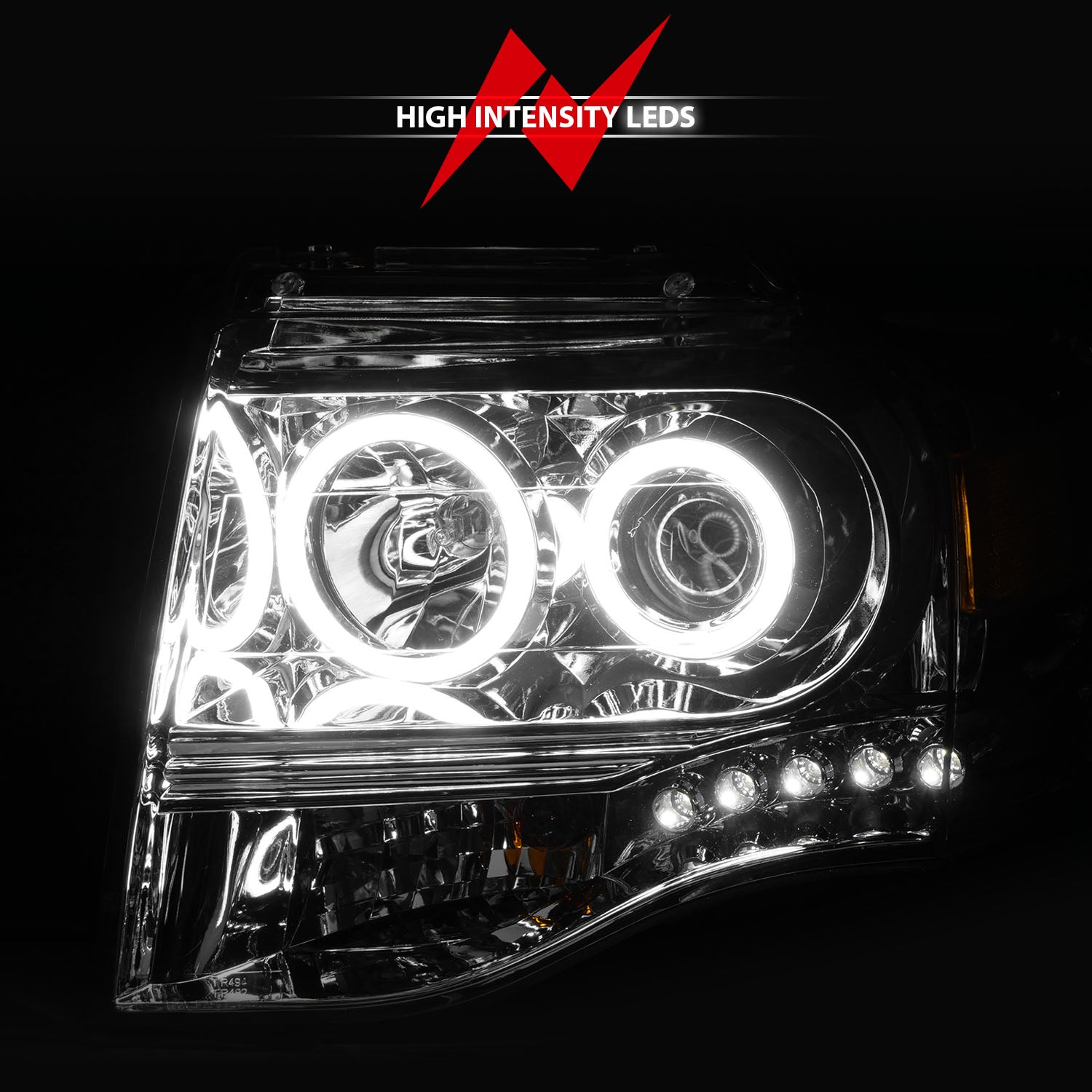 FORD EXPEDITION 07-14 PROJECTOR HALO HEADLIGHTS CHROME W/ RX HALO