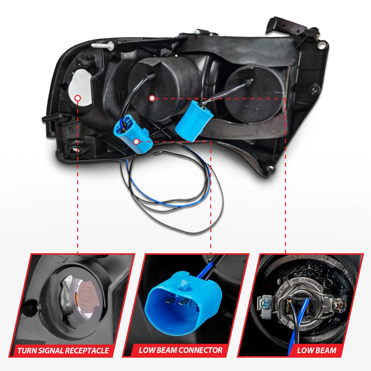 DODGE RAM 1500 94-01 / RAM 2500/3500 94-02 / RAM SPORT MODEL 94-98 PROJECTOR HALO HEADLIGHTS CHROME