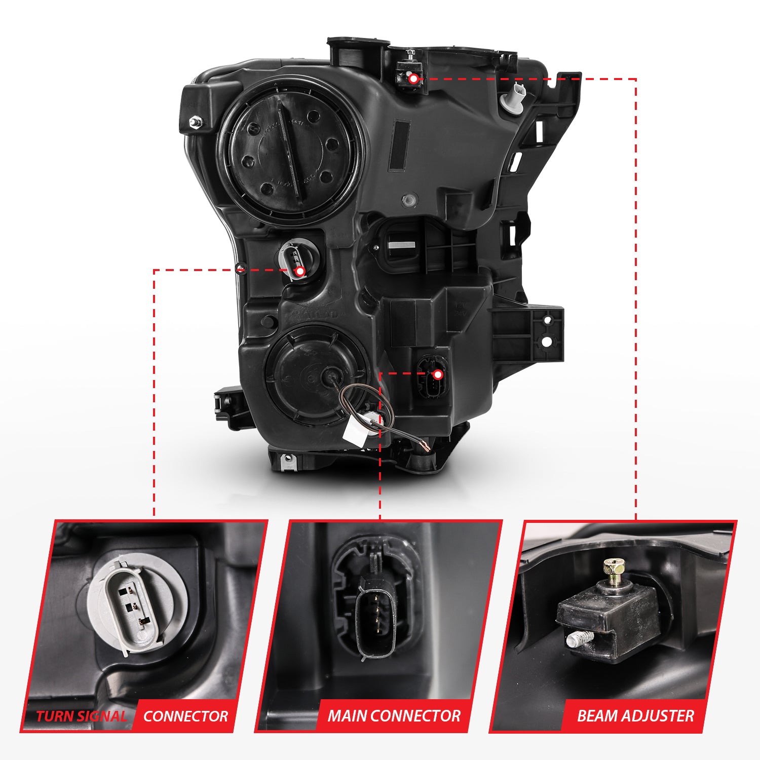 FORD F-150 15-17 PROJECTOR PLANK STYLE SWITCHBACK HEADLIGHTS BLACK (FOR HALOGEN MODELS ONLY)