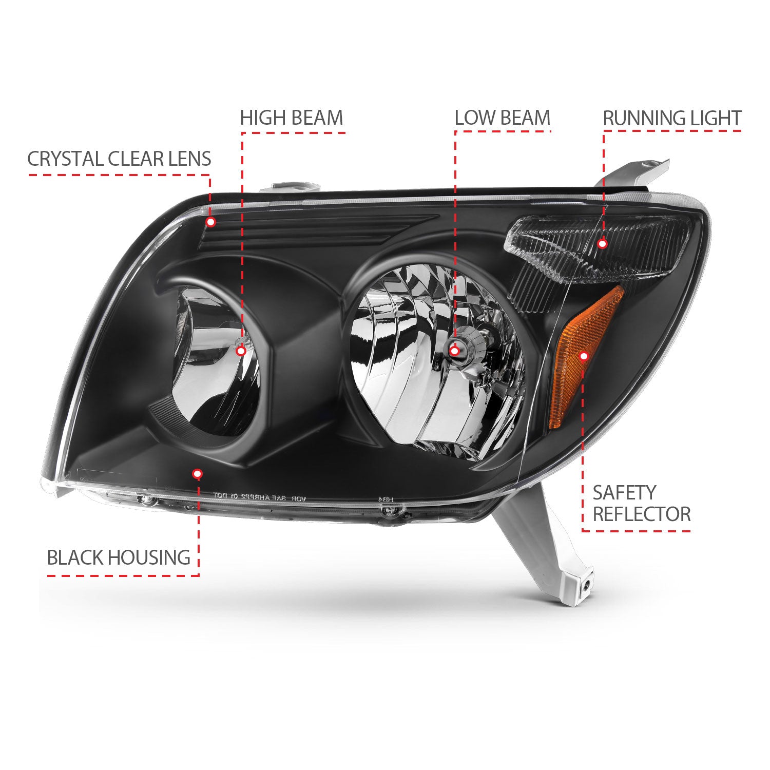 TOYOTA 4RUNNER 03-05 CRYSTAL HEADLIGHTS BLACK