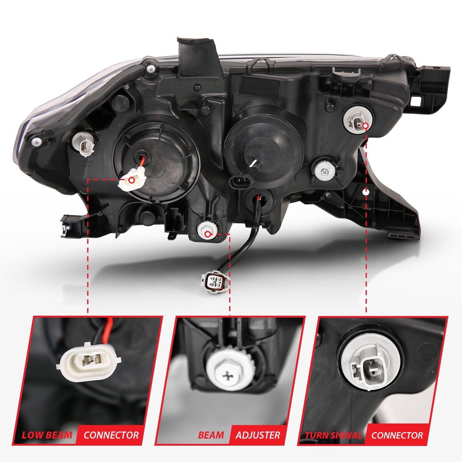 TOYOTA TACOMA 16-23 PROJECTOR PLANK STYLE SWITCHBACK HEADLIGHTS BLACK (FOR HALOGEN VERSION W/ LED DRL)