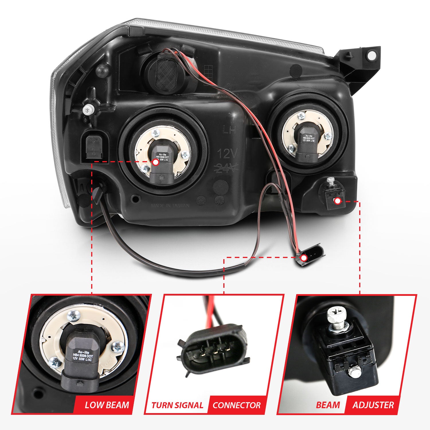 DODGE MAGNUM 05-07 CRYSTAL HEADLIGHT BLACK