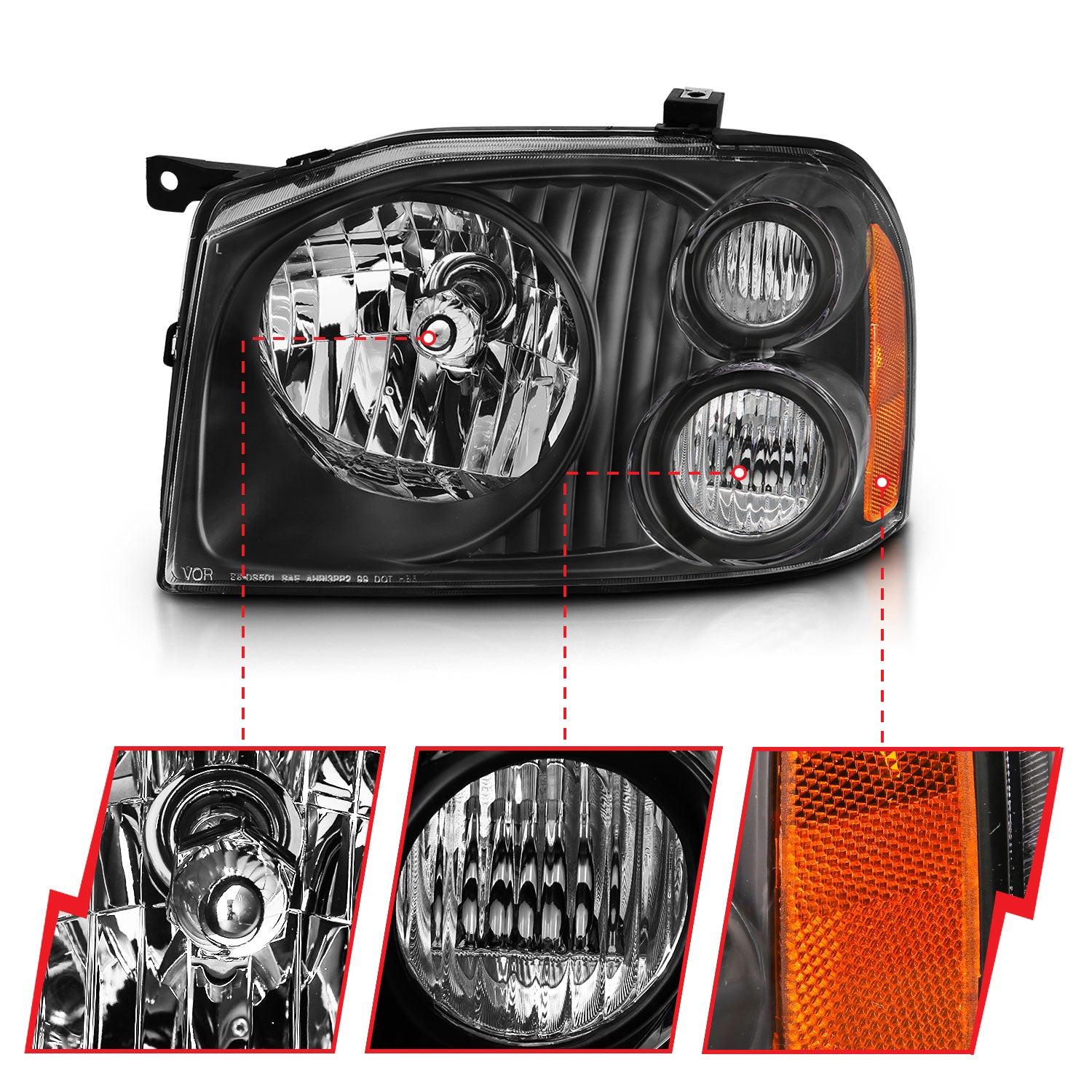 NISSAN FRONTIER 01-04 CRYSTAL HEADLIGHT BLACK