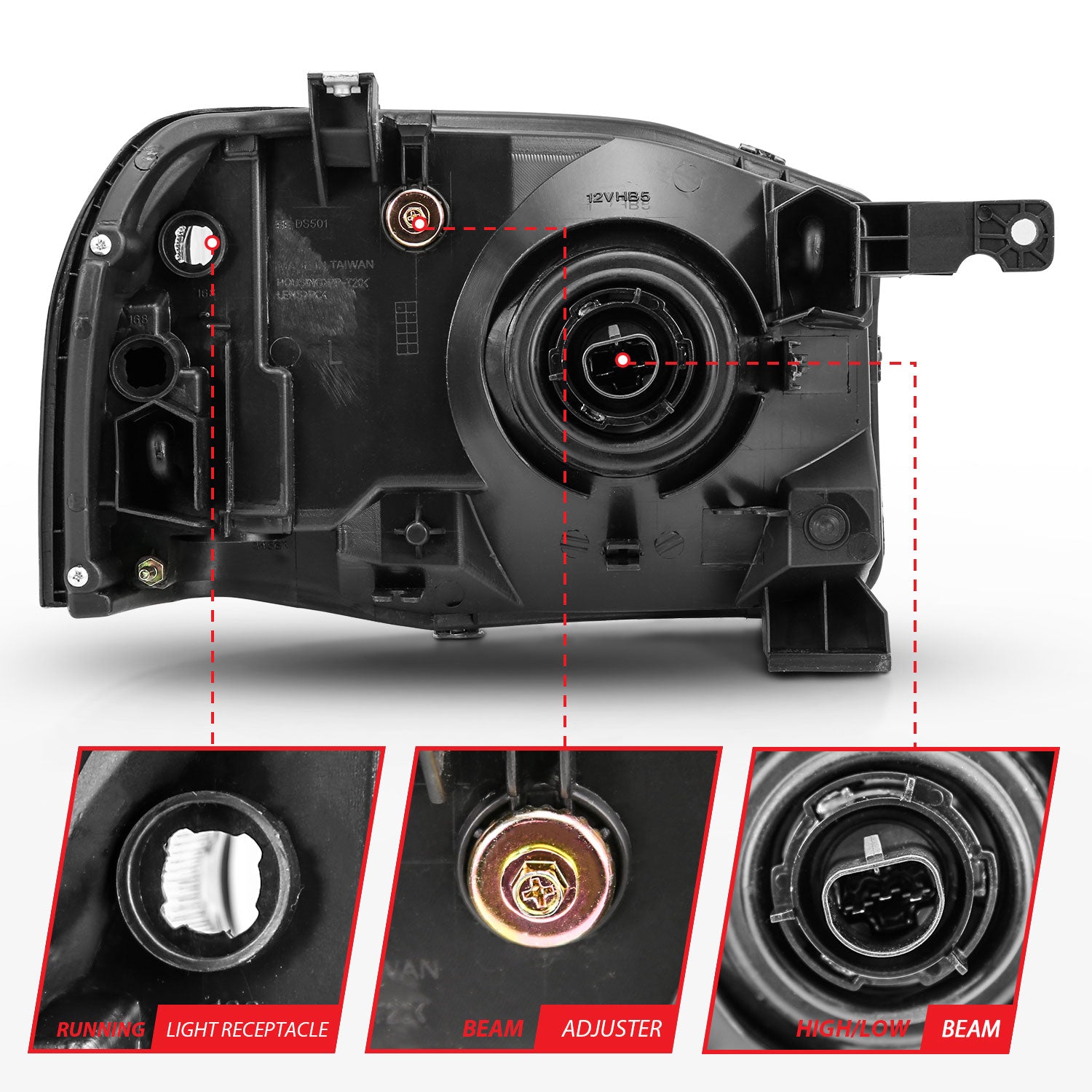 NISSAN FRONTIER 01-04 CRYSTAL HEADLIGHT BLACK