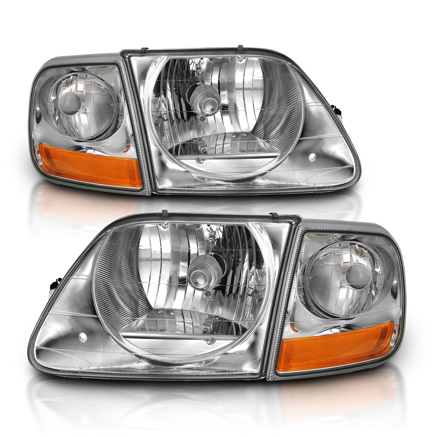 FORD F-150 97-03 CRYSTAL HEADLIGHTS CHROME W/ PARKING LIGHTS