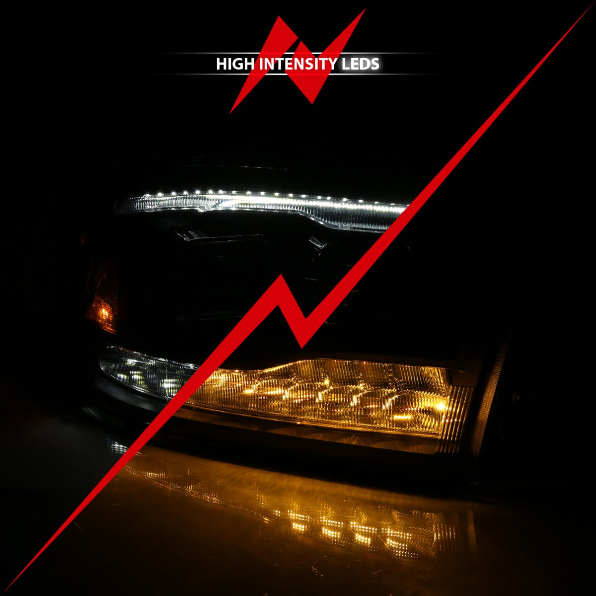 DODGE RAM 1500 09-18 /RAM 2500/3500 10-18 DUAL PROJECTOR SWITCHBACK HEADLIGHTS BLACK (FOR ALL MODELS)
