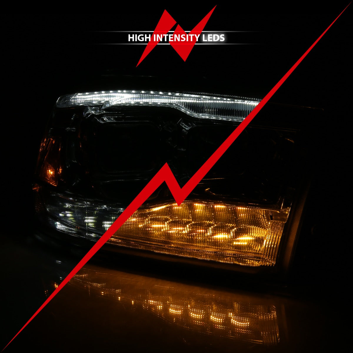 DODGE RAM 1500 09-18 / RAM 2500/3500 10-18 DUAL PROJECTOR SWITCHBACK HEADLIGHTS CHROME (FOR ALL MODELS)