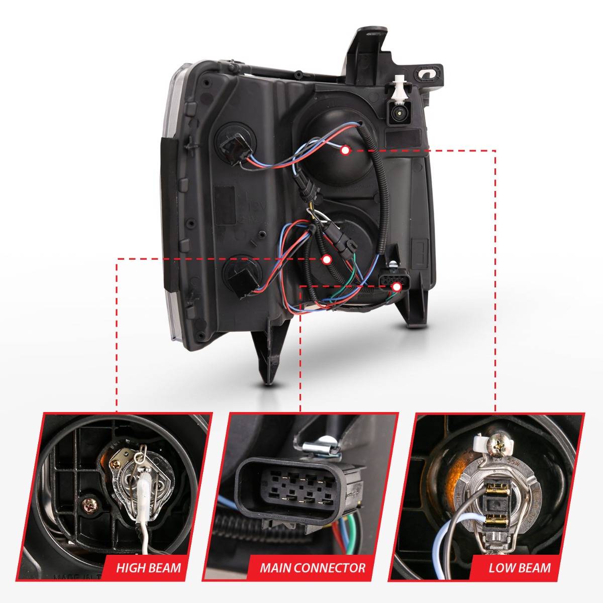 CHEVY SILVERADO 1500 07-13 / 2500HD/3500HD 07-14 PROJECTOR PLANK HEADLIGHTS BLACK
