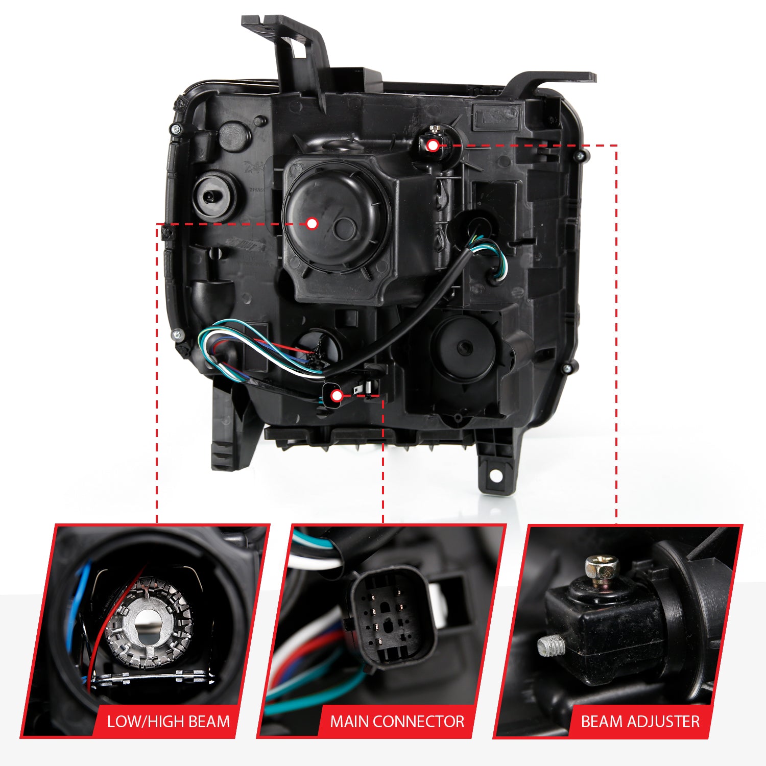 GMC SIERRA 1500 16-19 PROJECTOR PLANK STYLE HEADLIGHT BLACK W/ SEQUENTIAL SIGNAL (FOR HID, HID BULB NOT INCLUDED)