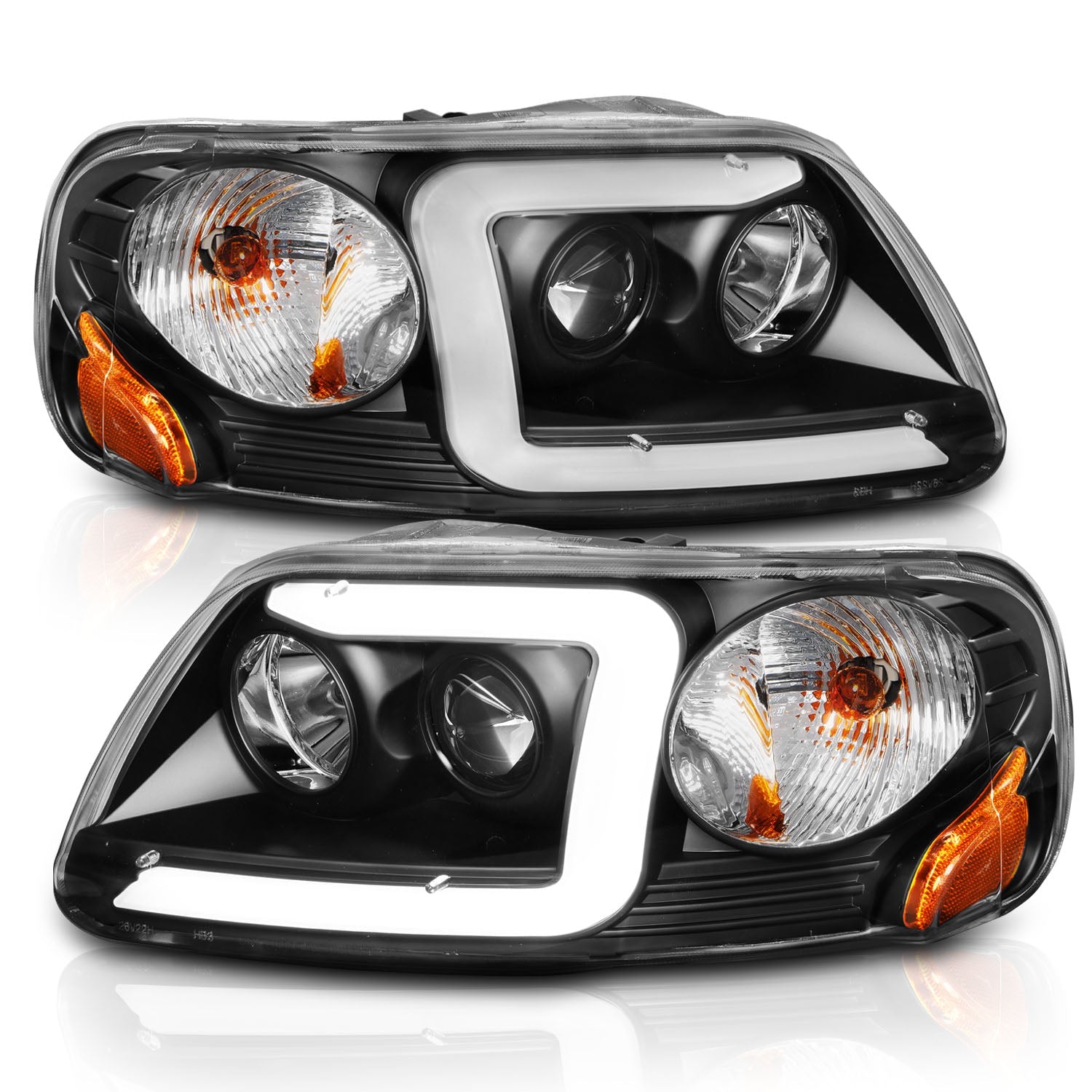 FORD F-150 97-03 / EXPEDITION 97-02 PROJECTOR C BAR HEADLIGHTS BLACK